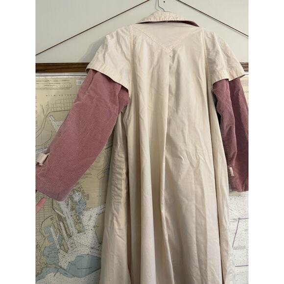 MHI by Maharishi Trench Coat 90s With PinK corduroy Collar size M - Picture 10 of 11